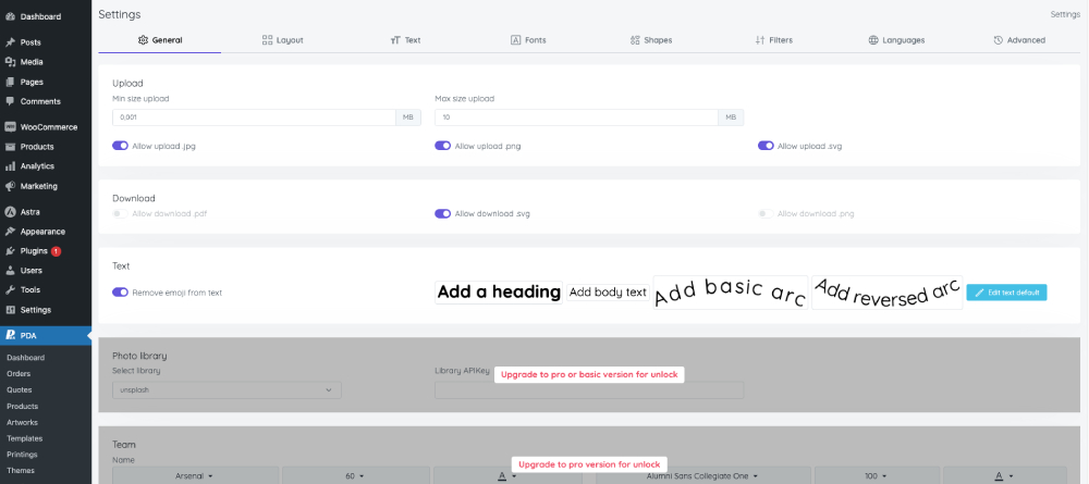 Settings - Product Designer App